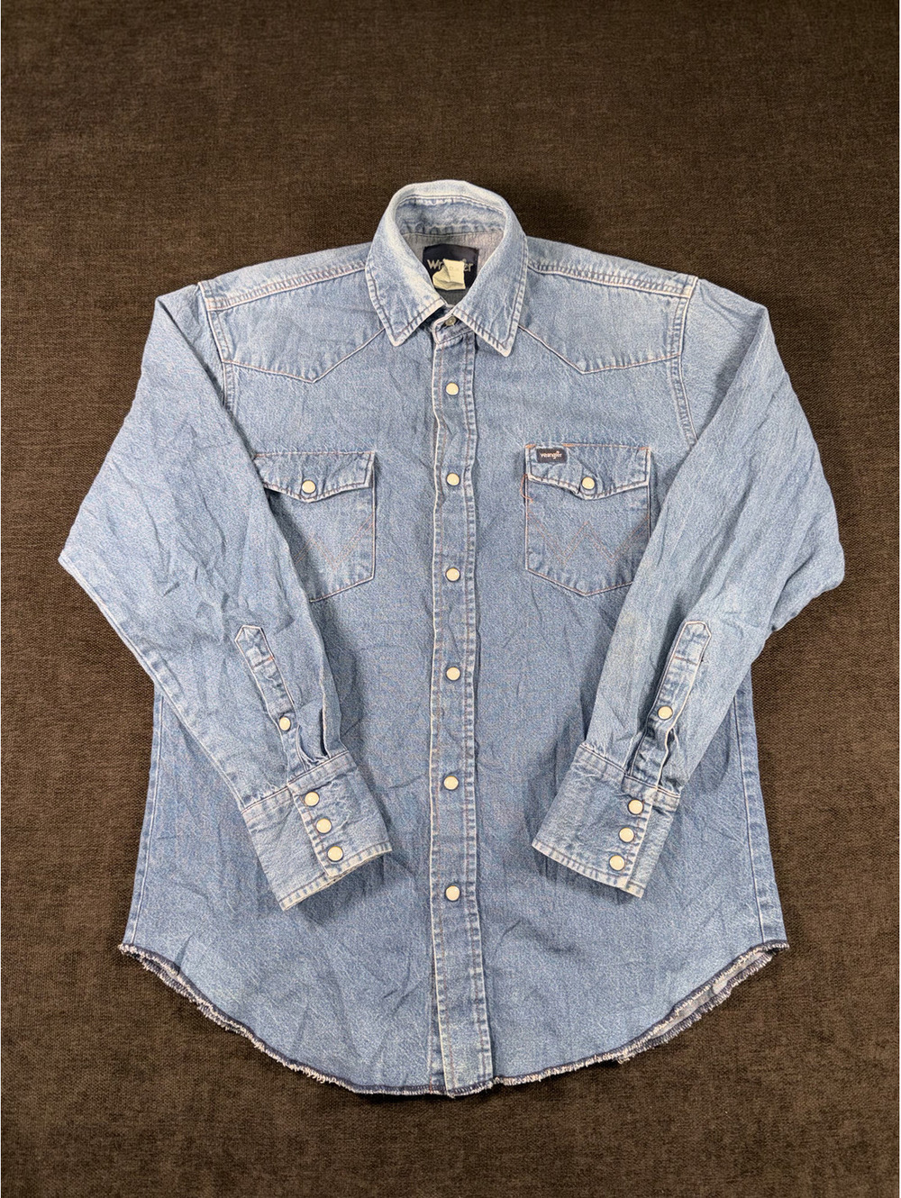 Wrangler Men's Light Blue Denim Shirt Medium Cotton Casual